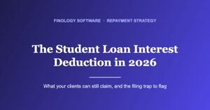 Student loan interest deduction 2026 blog cover, Finology Software