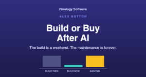 Build or buy after AI. The build is a weekend, the maintenance is forever. Chart showing build cost collapsing while maintenance cost stays flat.